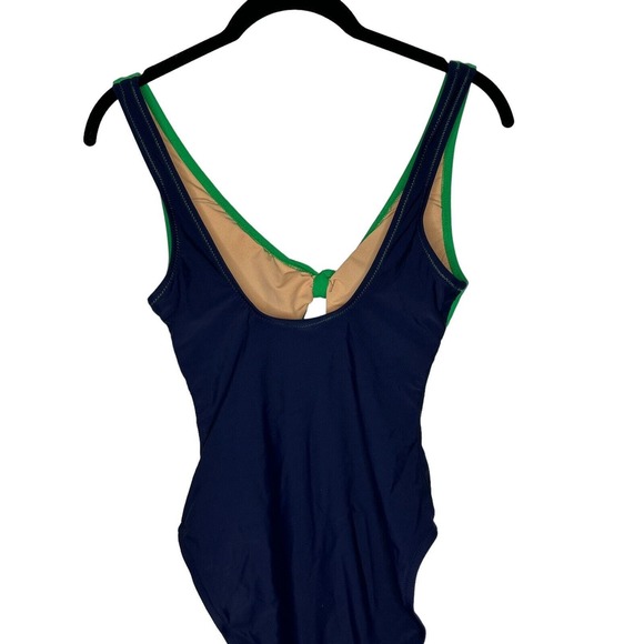 NWT J Crew Factory Womens One Piece Swimsuit XS Cutout Bow Lined Blue and Green - Picture 8 of 10